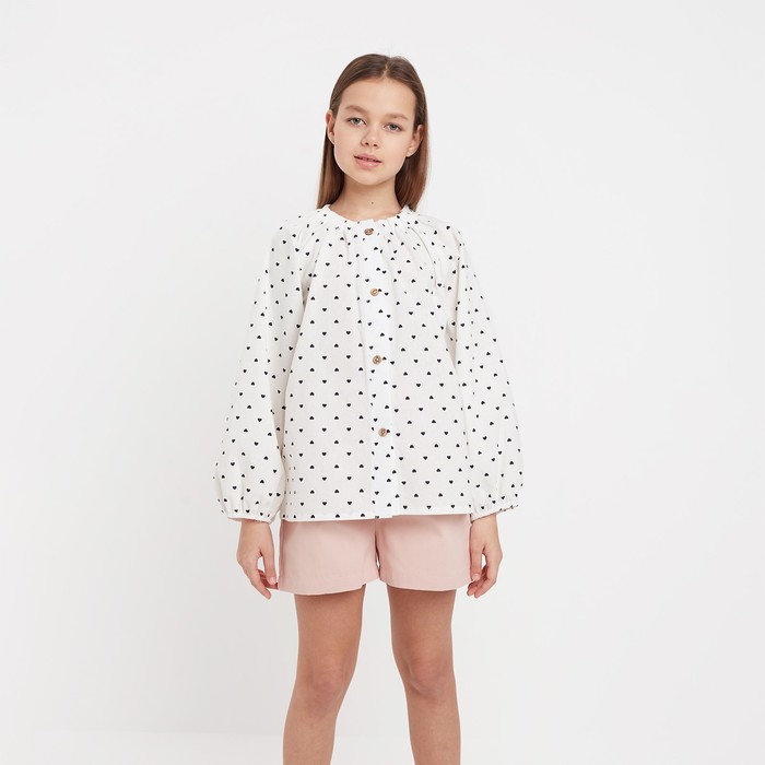 Блузка для девочки MINAKU цвет белый, рост 116 см комплект блузка и брюки для девочки minaku цвет белый рост 116 см