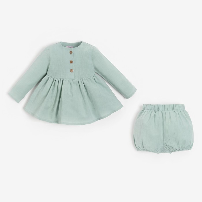 Комплект для девочки (туника, шорты) MINAKU цвет зелёный, рост 68-74 см