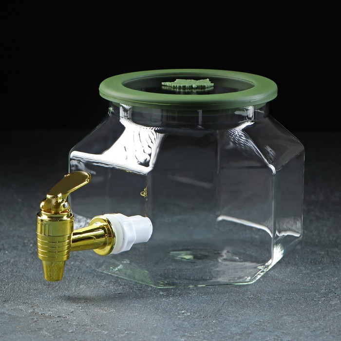 Диспенсер для напитков стеклянный «Листок», 2,5 л, 18×12×15 см