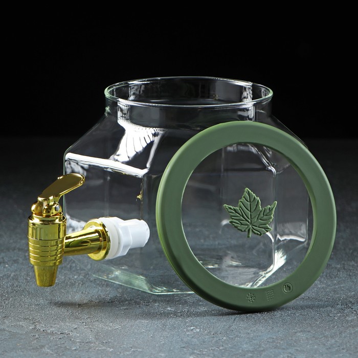 фото Диспенсер для напитков стеклянный «листок», 2,5 л, 18×12×15 см