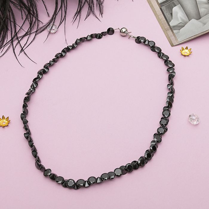 Бусы "Фианит матовый" совершенство, цвет чёрный, 46см