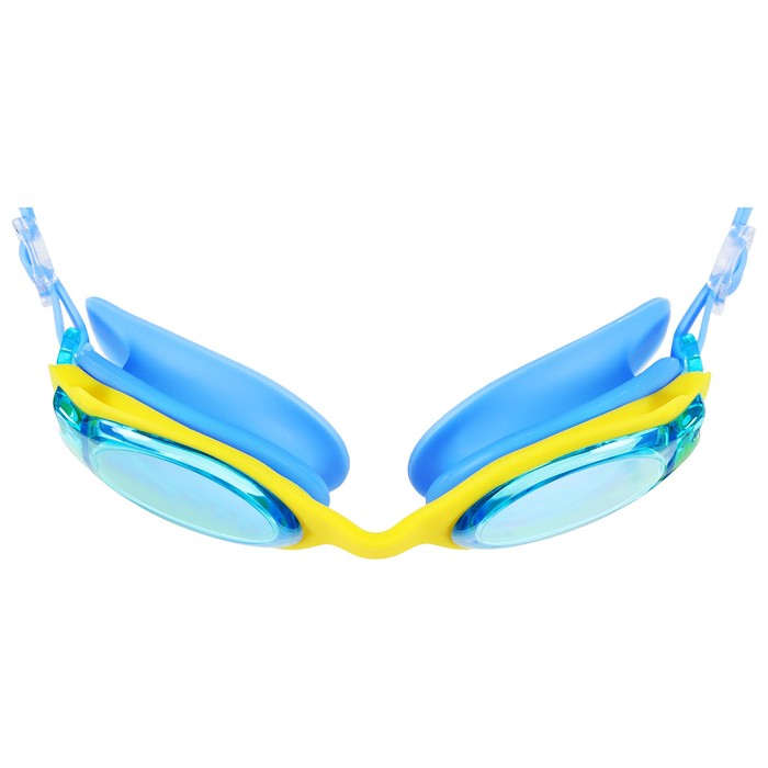 Очки для плавания, детские + беруши, цвет голубой с желтой оправой