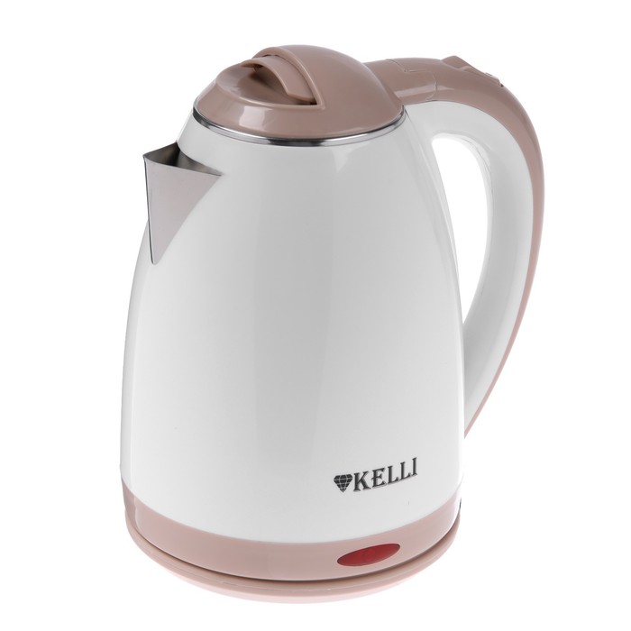 Чайник электрический KELLI KL-1320, пластик, 1.8 л, 2400 Вт, бело-бежевый