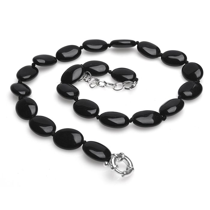 Бусы овал через узел "Агат чёрный", 42см