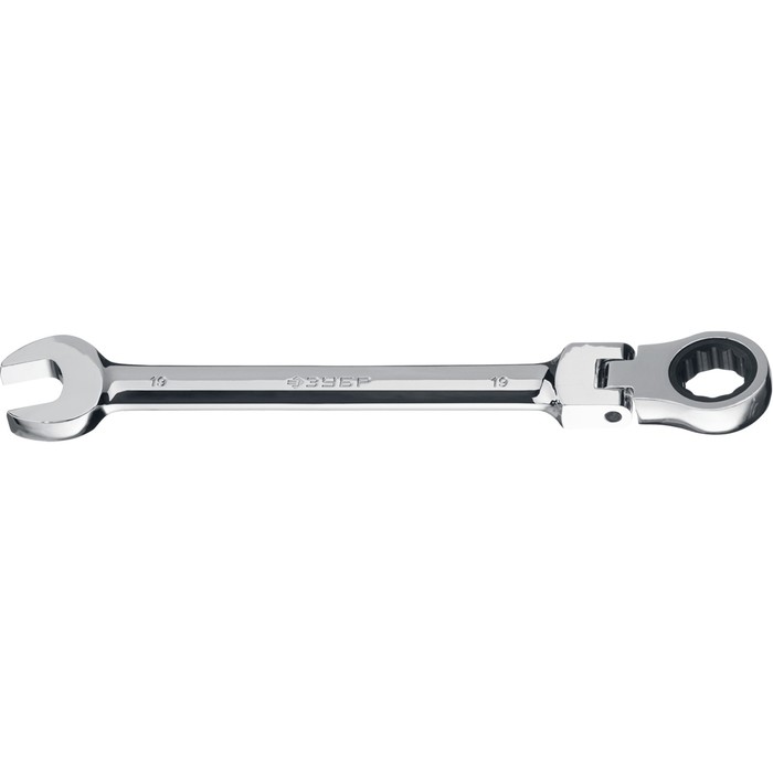 Ключ гаечный комбинированный трещоточный шарнирный ЗУБР 27101-19, 19 мм ключ комбинированный 10х10мм трещоточный шарнирный с держателем эврика er 61010h