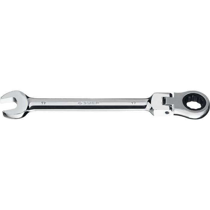 Ключ гаечный комбинированный трещоточный шарнирный ЗУБР 27101-17, 17 мм ключ комбинированный 10х10мм трещоточный шарнирный с держателем эврика er 61010h