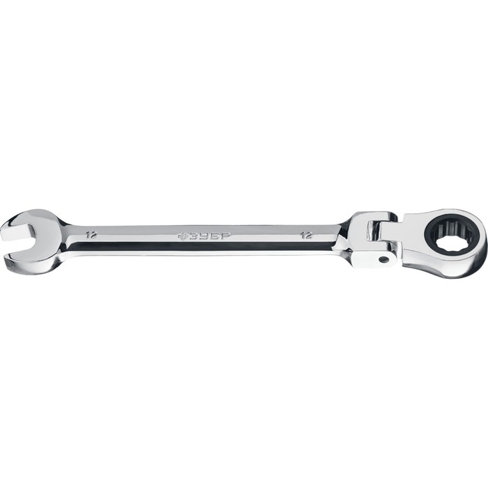 Ключ гаечный комбинированный трещоточный шарнирный ЗУБР 27101-12, 12 мм ключ комбинированный er 61013h трещоточный шарнирный 13мм на держателе эврика 10 200 эврика арт er61013h