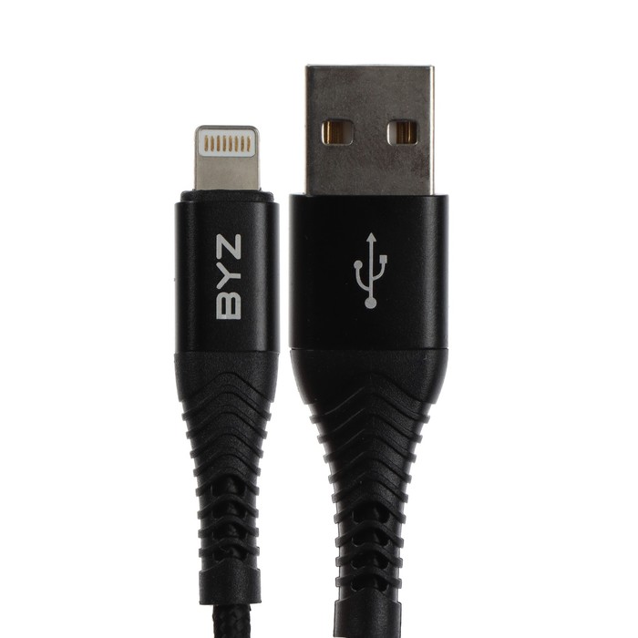 фото Кабель byz bc-029, lightning - usb, 5 а, 1 м, нейлон, черный