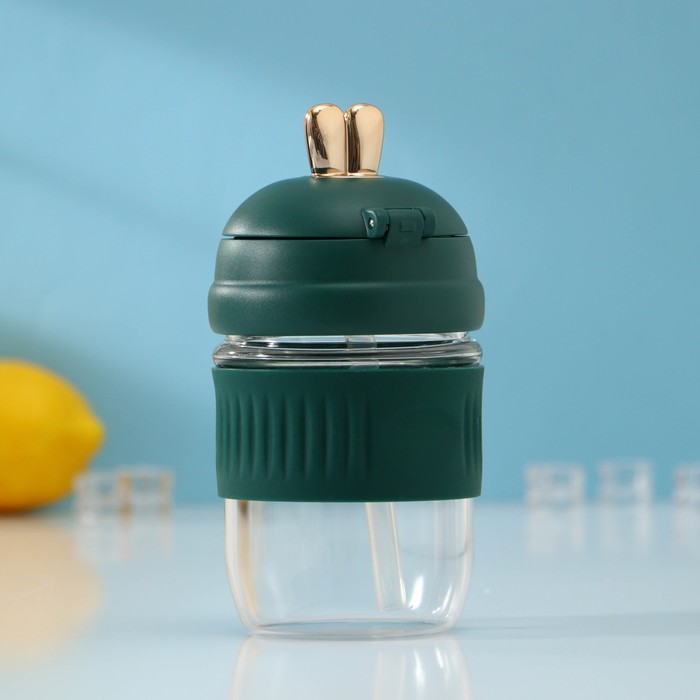 Бутылка для воды стеклянная «Ушки», 350 мл, 9,5×9×17 см, цвет МИКС
