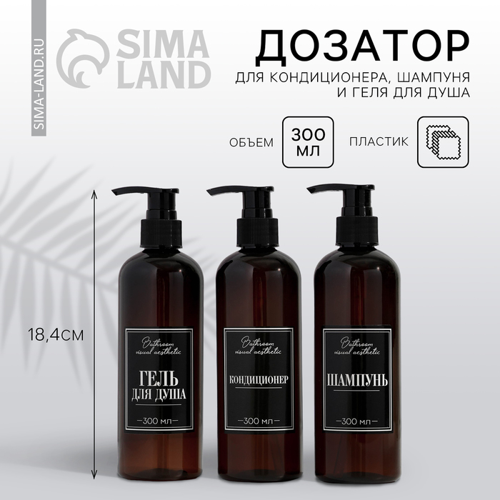 

Дозатор для шампуня, кондиционера, гель для душа Bathroom visual, 300 мл