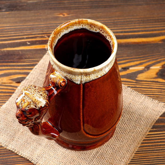 Кружка для пива "Евро" лев, коричневая, 1 л