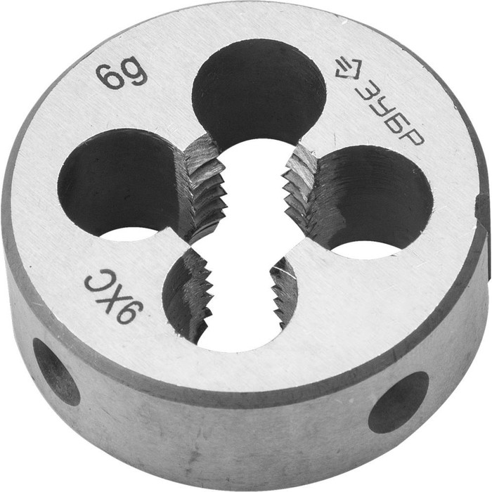 

Плашка ЗУБР 4-28022-10-1.5, сталь 9ХС, круглая ручная, М10 x 1.5 мм