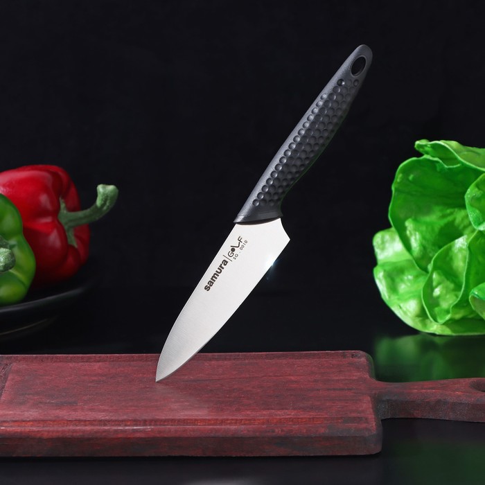 Нож кухонный Samura, для фруктов и овощей, лезвие 7,5 см, чёрная рукоять нож кухонный samura для фруктов и овощей лезвие 7 5 см чёрная рукоять
