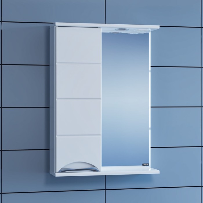 Зеркало-шкаф СаНта «Родос-500», с подсветкой, левое