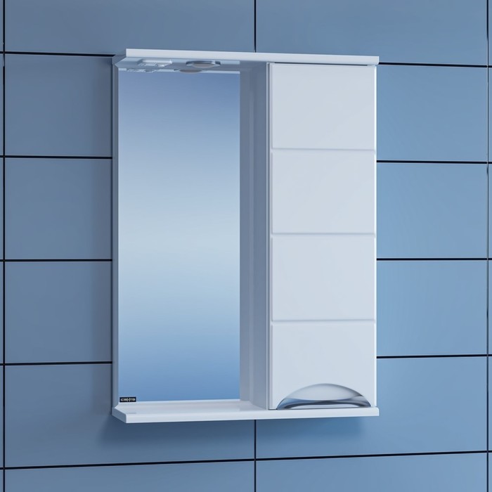 Зеркало-шкаф СаНта «Родос-500», с подсветкой, правое экран санта родос 150 см
