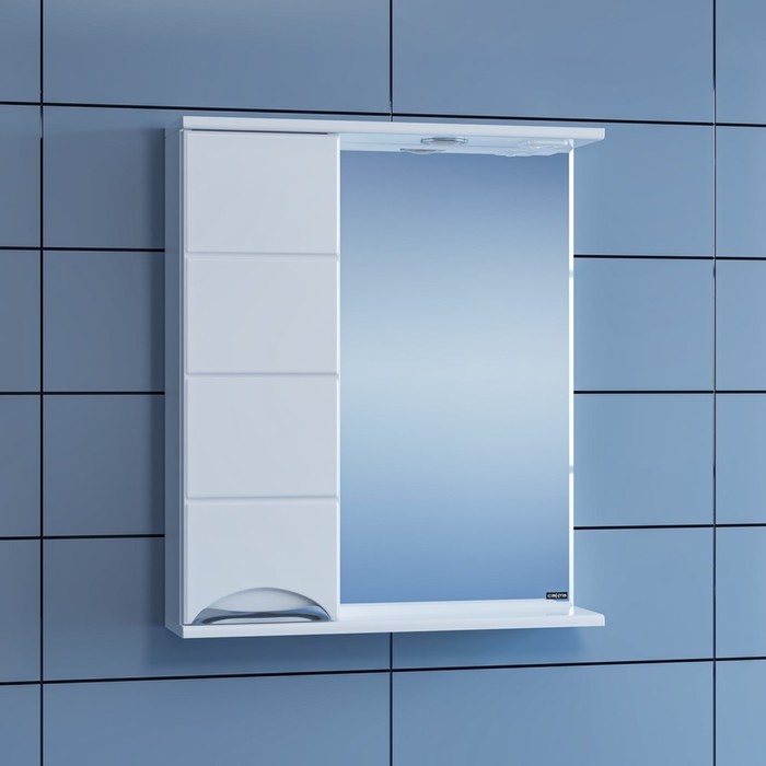 Зеркало-шкаф СаНта «Родос-600», с подсветкой, левое