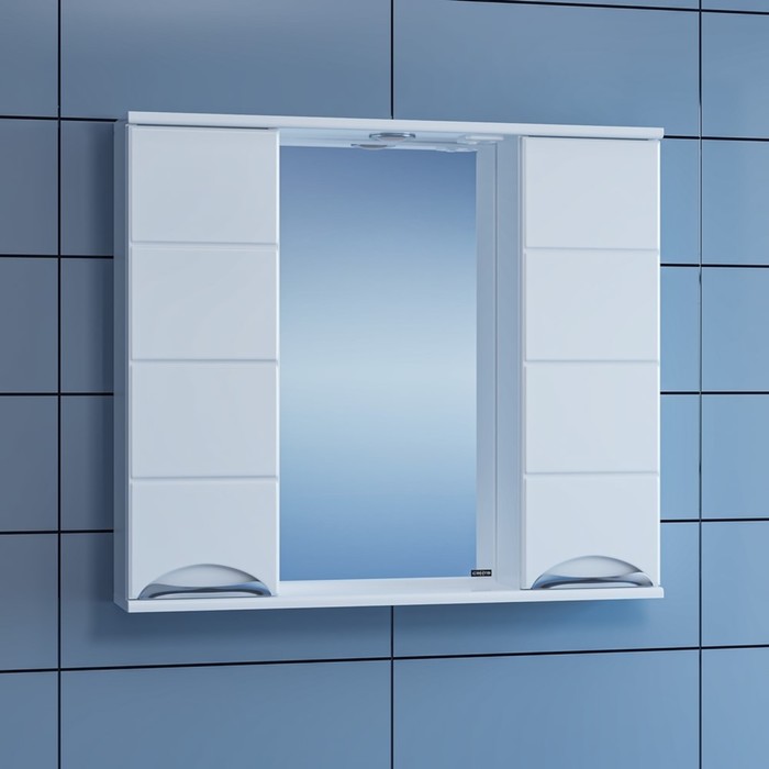 Зеркало-шкаф СаНта «Родос-800», с подсветкой шкаф подвесной белый глянец санта родос 406003