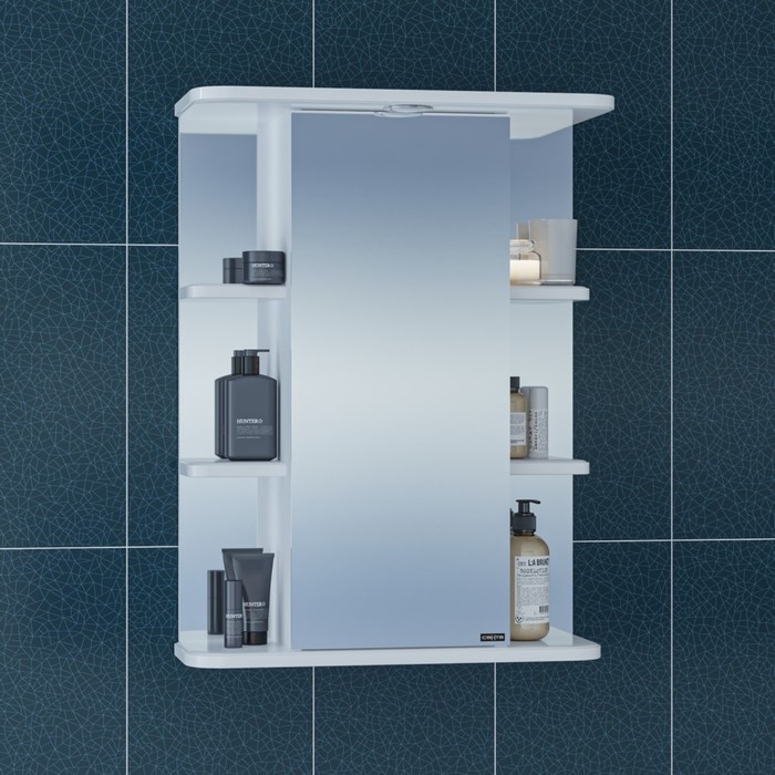 Зеркало-шкаф СаНта «Герда-550», с подсветкой, фацет зеркальный шкаф санта герда 60 с подсветкой фацет