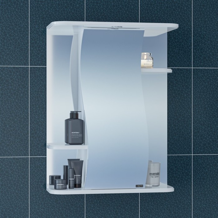 Зеркало-шкаф СаНта «Лира-550», с подсветкой зеркальный шкаф санта лира 55 с подсветкой белый