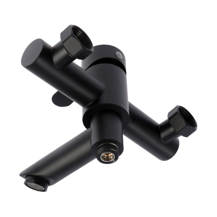 фото Смеситель для ванны zein z2649f, короткий излив, душевой набор, нержавеющая сталь, черный