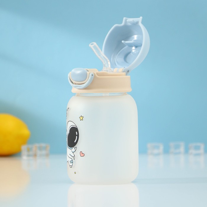 Бутылка для воды стеклянная «Космонавты», 450 мл, 8,2×8,2×15 см, рисунок МИКС, матовое стекло