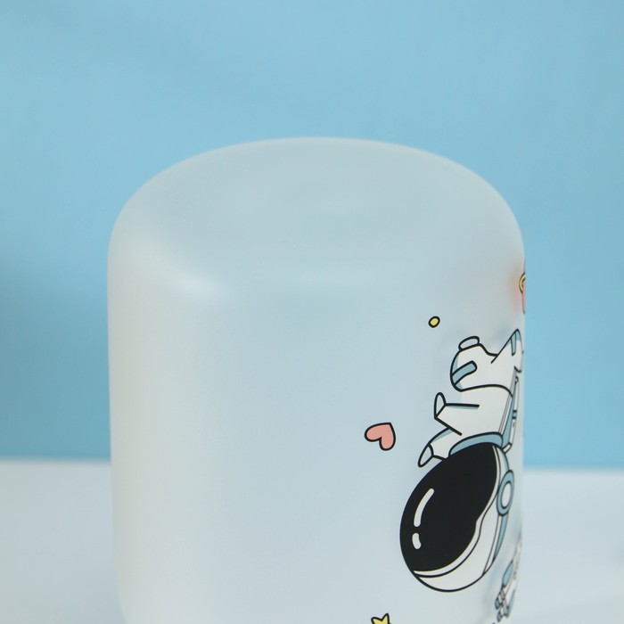 Бутылка для воды стеклянная «Космонавты», 450 мл, 8,2×8,2×15 см, рисунок МИКС, матовое стекло