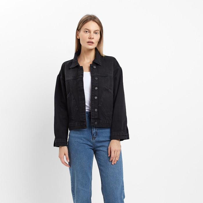 Пиджак джинсовый женский, цвет чёрный, размер 42-44 (S)