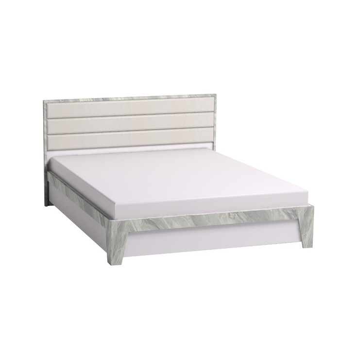 Кровать Люкс «Айрис 307», 1600 × 2000 мм, без основания, цвет белый / статуарио кровать без основания айрис 307 люкс 160х200 дуб белый
