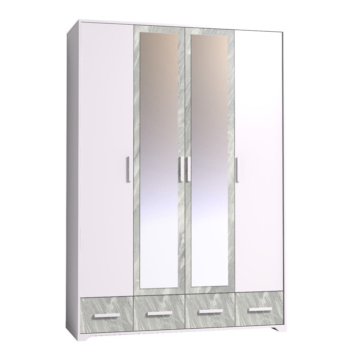 Шкаф для одежды и белья «Айрис 555», 1578 × 596 × 2285 мм, цвет белый / статуарио