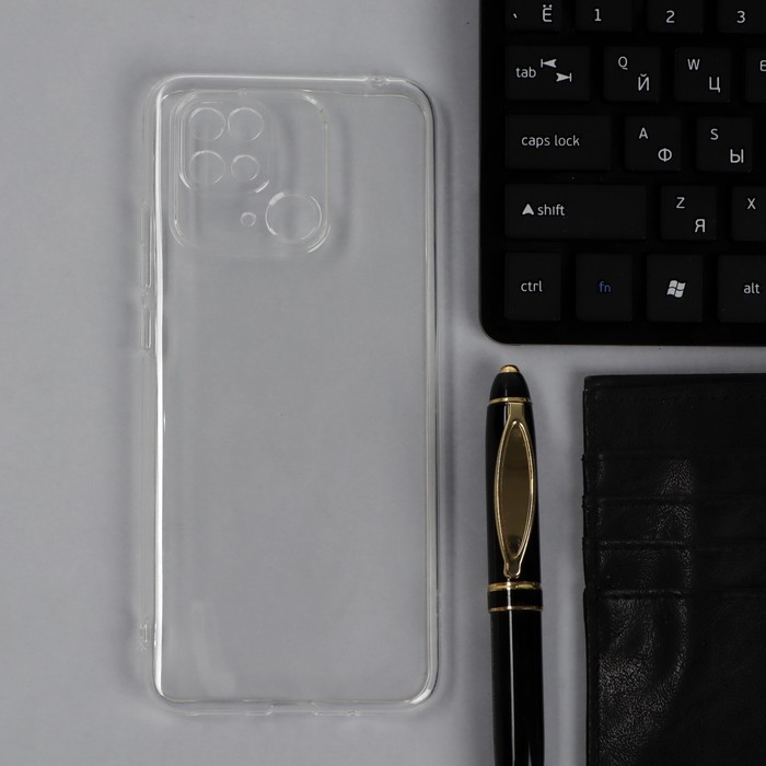 Чехол Krutoff, для Xiaomi Redmi 10C, силиконовый, прозрачный полупрозрачный дизайнерский силиконовый чехол для редми 10c xiaomi redmi 10c прозрачные котята