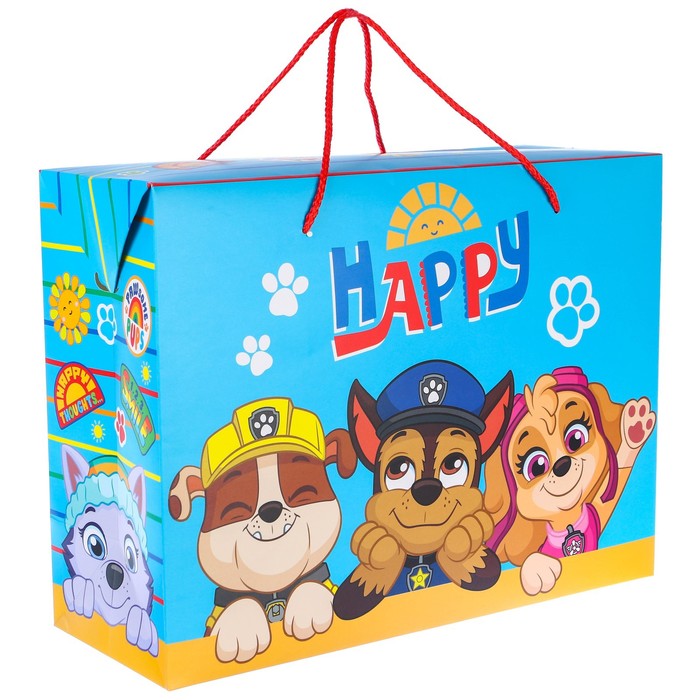 фото Пакет-коробка, 40 х 30 х 15 см "happy", щенячий патруль paw patrol