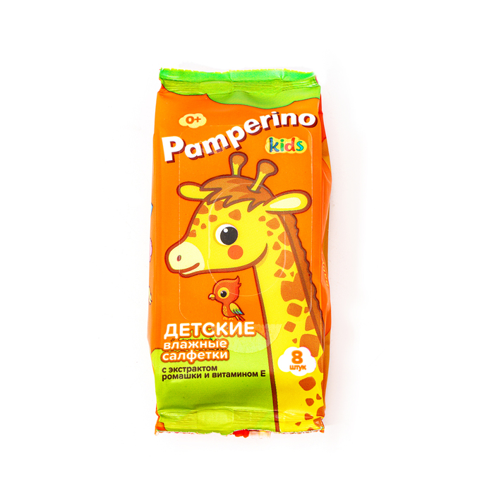 Влажные салфетки Pamperino Kids детские с ромашкой и витамином Е mix, 8 шт салфетки влажные pamperino mama детские с ромашкой mix 120 шт