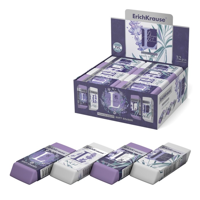 Ластик ErichKrause Lavender ластик erichkrause lavender 32 шт