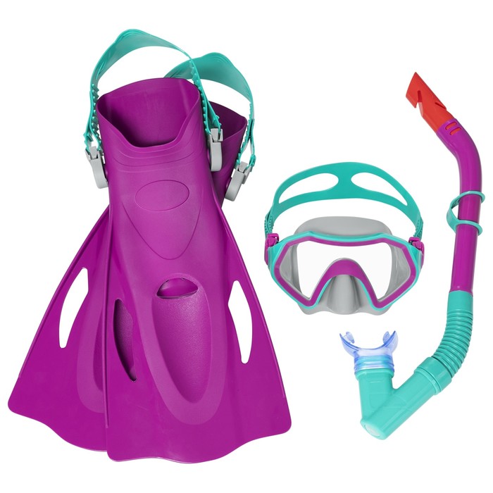 фото Набор для плавания crusader snorkel set (маска,трубка,ласты) от 7 лет, цвета микс 25046 bestway