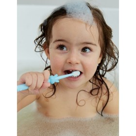 Зубная щётка Happy Baby Заяц, детская, голубая