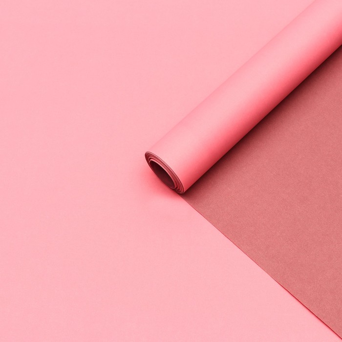 Бумага крафт двухстороняя, розовый-бордовый, 0,68 х 10 м
