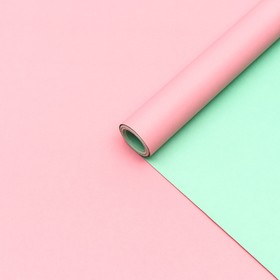 Бумага упаковочная крафт, двухсторонняя, розовый- мятный, 0,67  х 10 м, 70 гр/м²