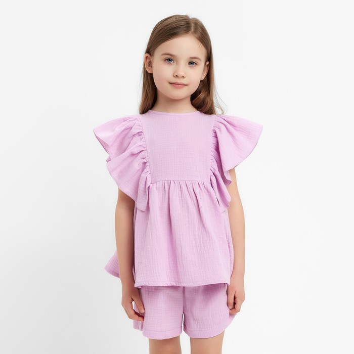 Комплект для девочки (блузка, шорты) MINAKU цвет лиловый, рост 158