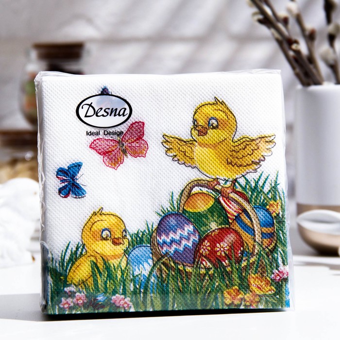 

Салфетки бумажные Desna Design "Цыплята", 1 слоЙ, 40 листов, 24*24