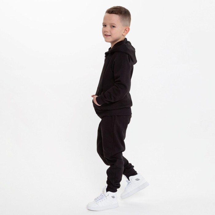 Костюм для мальчика (толстовка/брюки), цвет чёрный, рост 140 см