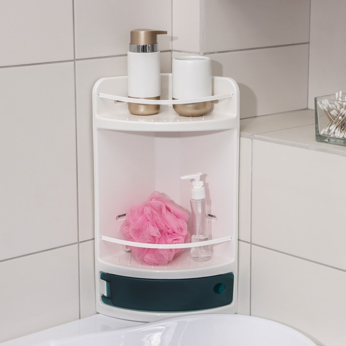 Полка для ванной угловая, цвет зеленый