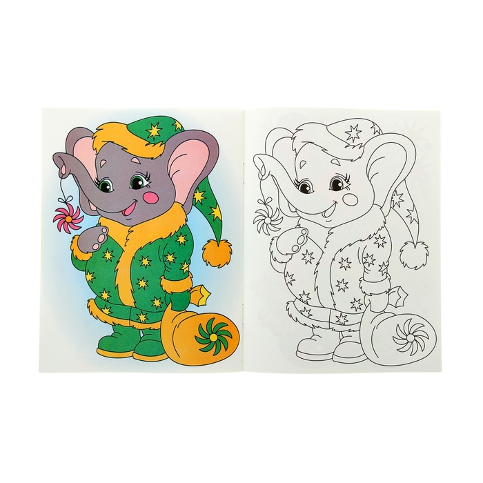 Раскраска Посмотри и раскрась "Зайчонок с хлопушкой"