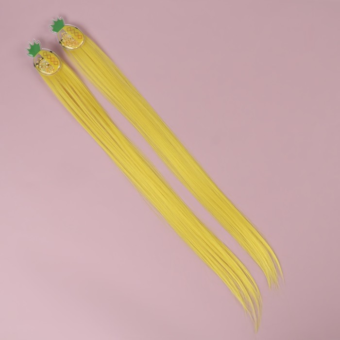 Набор локонов 2шт наклад иск 50(±1)см АНАНАС волос прям матт на заколке жёлт пакет