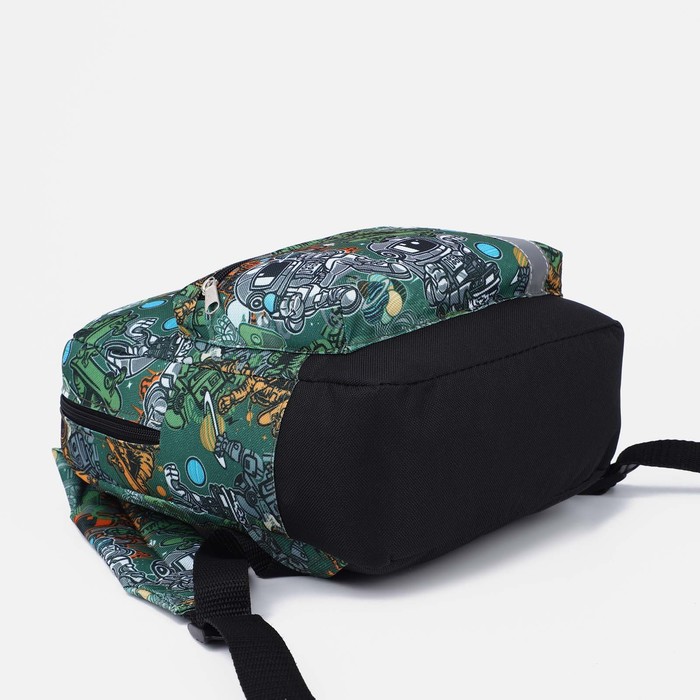 Рюкзак на молнии, наружный карман, светоотражающая полоса, цвет зелёный 9519481