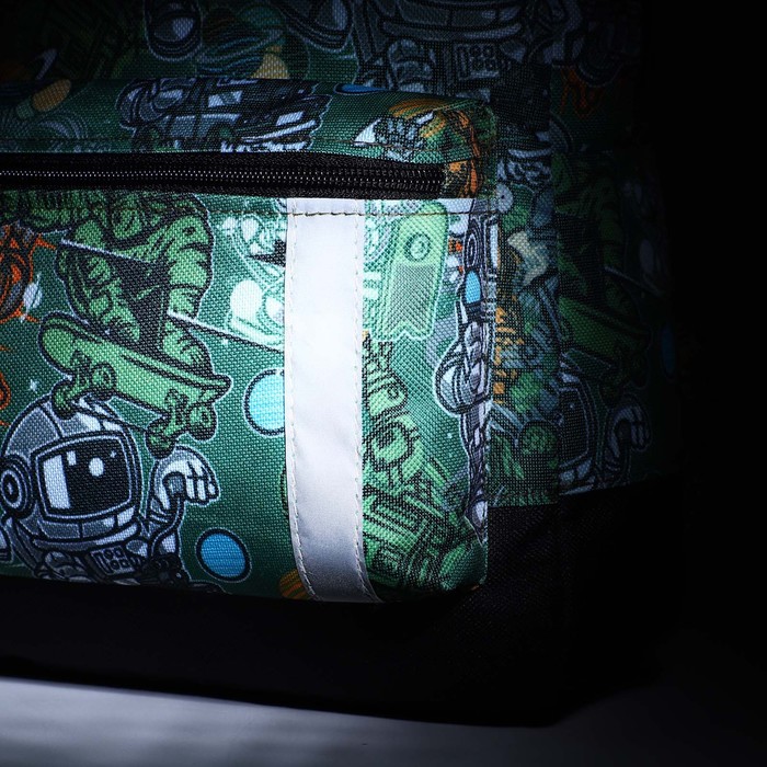 Рюкзак на молнии, наружный карман, светоотражающая полоса, цвет зелёный 9519481