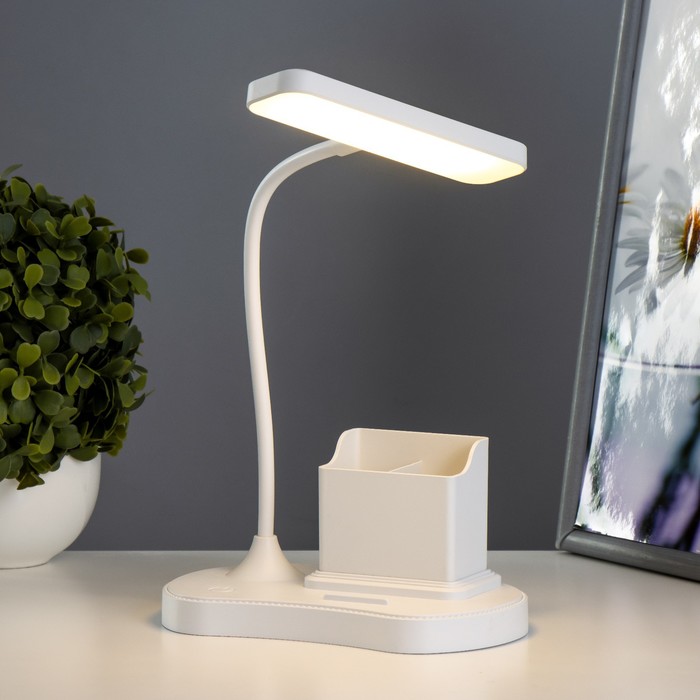 Настольная лампа "Деко" LED 3Вт USB АКБ белый 14x7x34 см