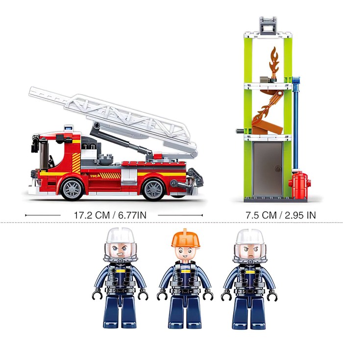 Конструктор Пожарный "Машина с лестницей", 343 детали