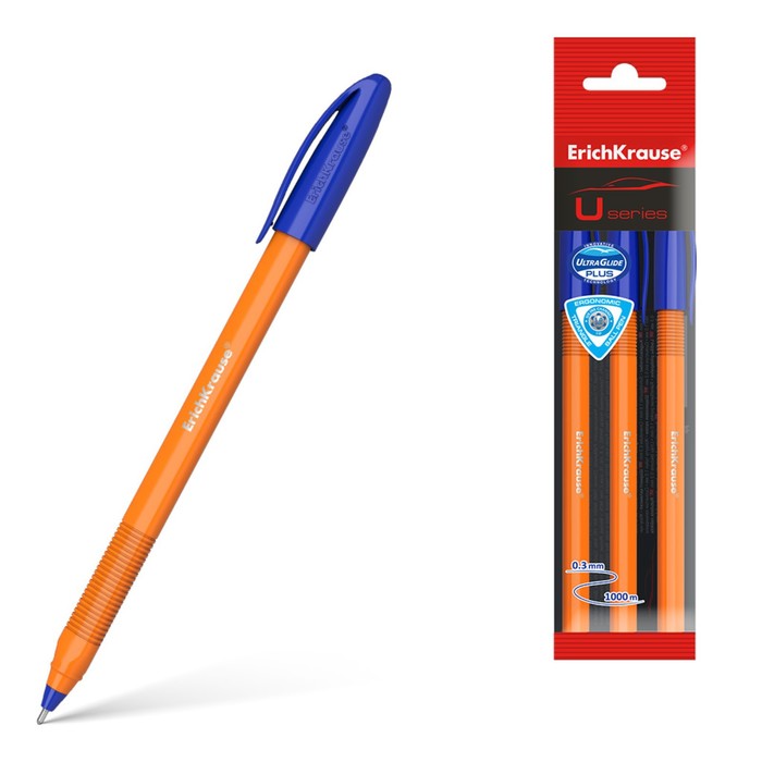 

Набор ручек шариковых ErichKrause U-108 Orange Stick, 3 штуки, игольчатый узел 1.0 мм, цвет чернил синий, супермягкое письмо, корпус оранжевый