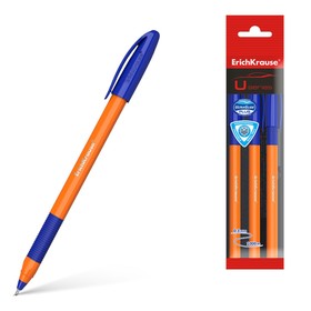 Ручка шариковая ErichKrause U-109 Orange Stick&Grip, узел 1.0 мм, грип, чернила синие