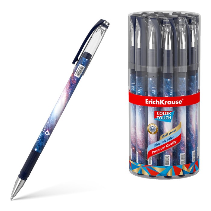 

Ручка шариковая ErichKrause ColorTouch Space, узел 0.7 мм, грип, чернила синие